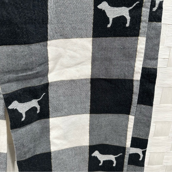 Pink Victoria’s Secret Black White Pajama Pants S Cotton Gingham Plaid Dogs - Picture 4 of 11